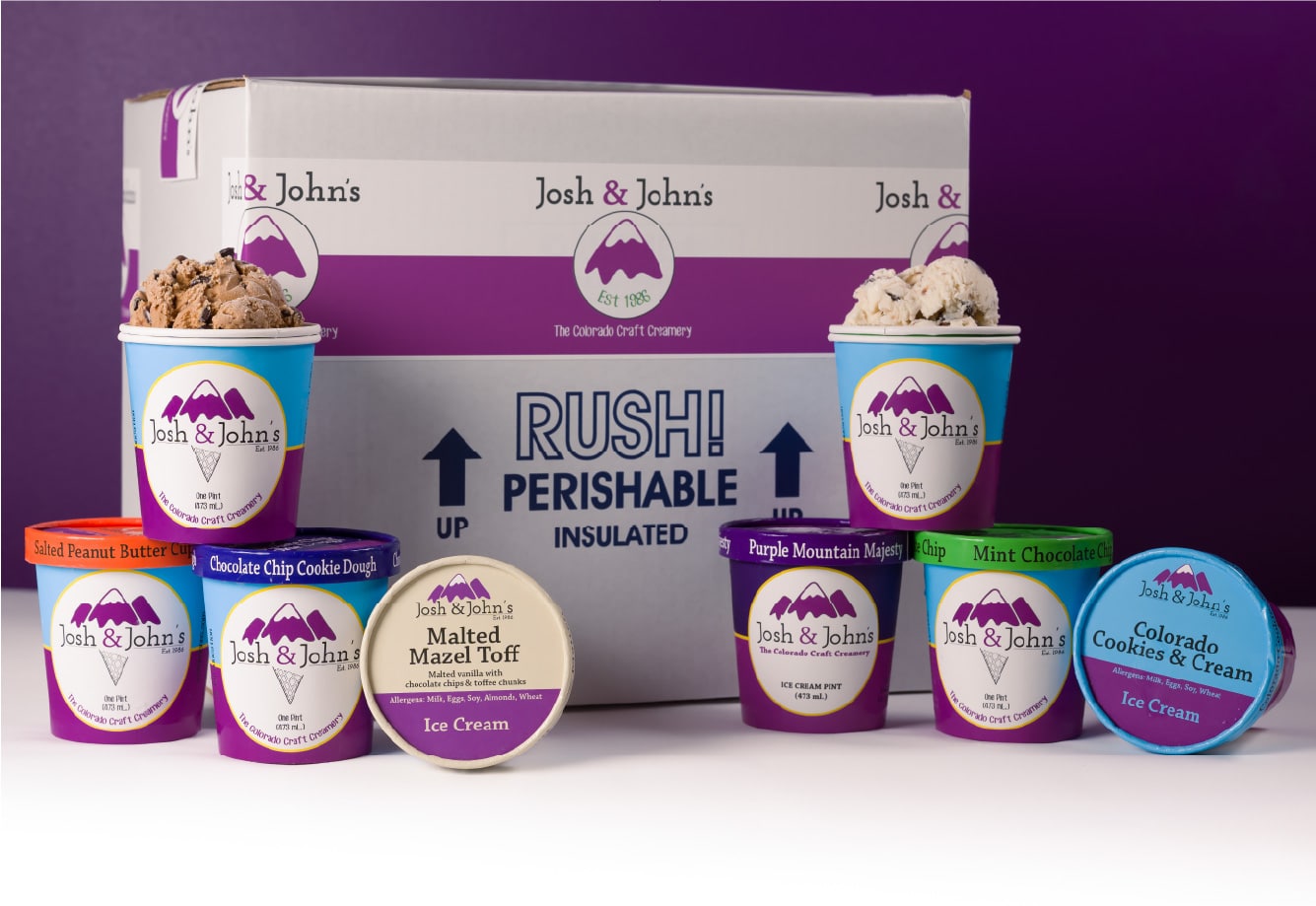 a group of ice cream containers
